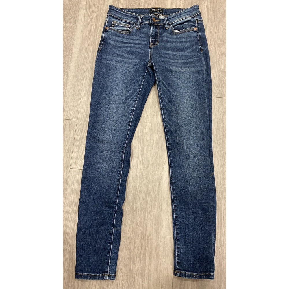 Judy Blue Jeans Womens 5 / 27 Blue Skinny Fit Button Distressed Denim